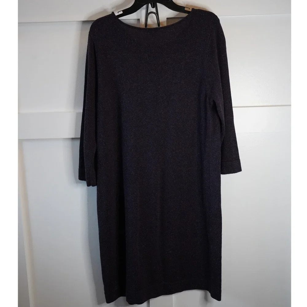 J. Jill, Silk Blend Knit Dress‎ Speckled 3/4 Sleeve Purple Size Large